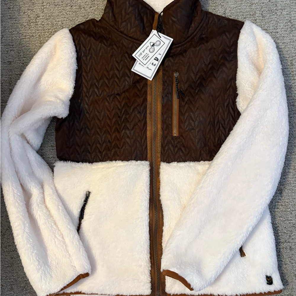 Wooly Bully Wear Brown and White Fleece Jacket